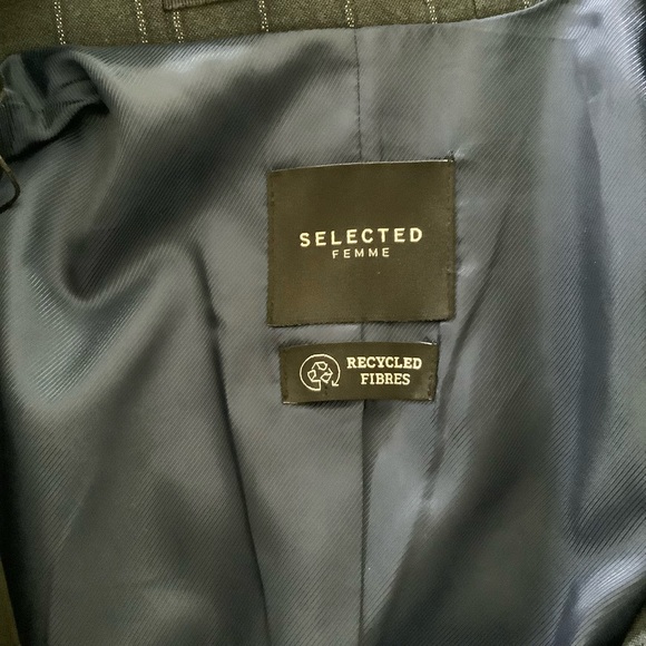 Selected Femme Double Breasted Blazer In Pinstripe Size 38 - Picture 7 of 11